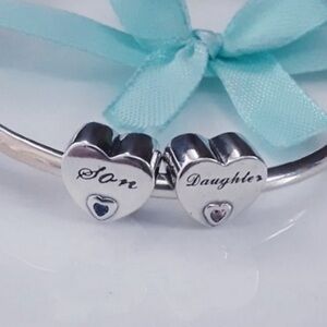 Son and Daughter Hearts Charm Set